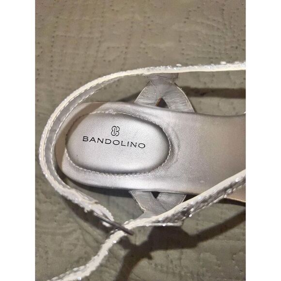 Bandolino Silver Glitter Wedge Heel Size 8.5 - Picture 2 of 4